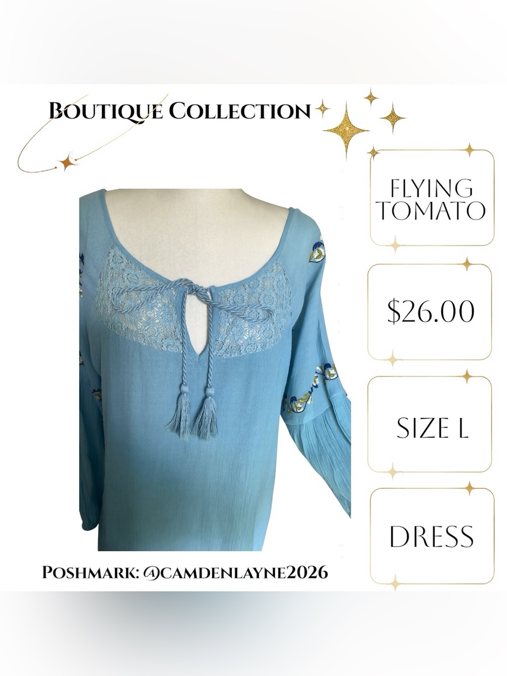 Flying Tomato Light Blue Embroidered Mini Dress - Picture 8 of 11